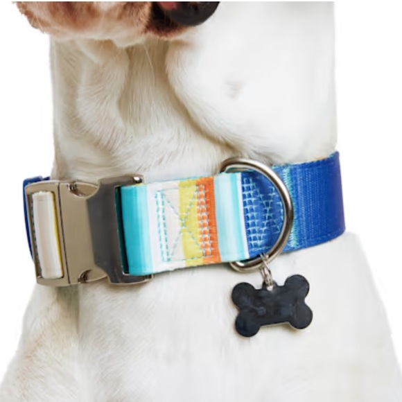 YOULY the artist Striped Dog Collar Blue Stripe XL/XXL or XXL/XXXL - Picture 2 of 7